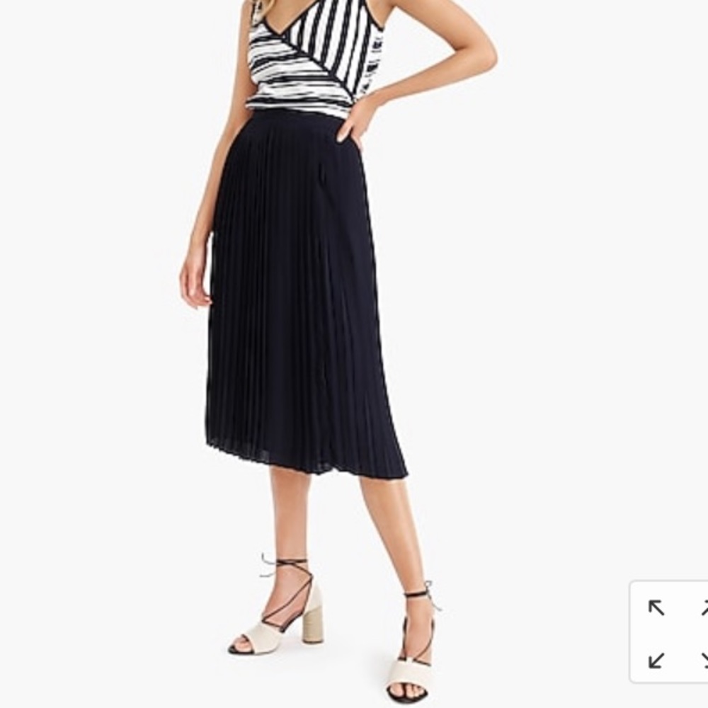J.Crew Midi Navy Pleated Skirt Size 16 Tall NWT.